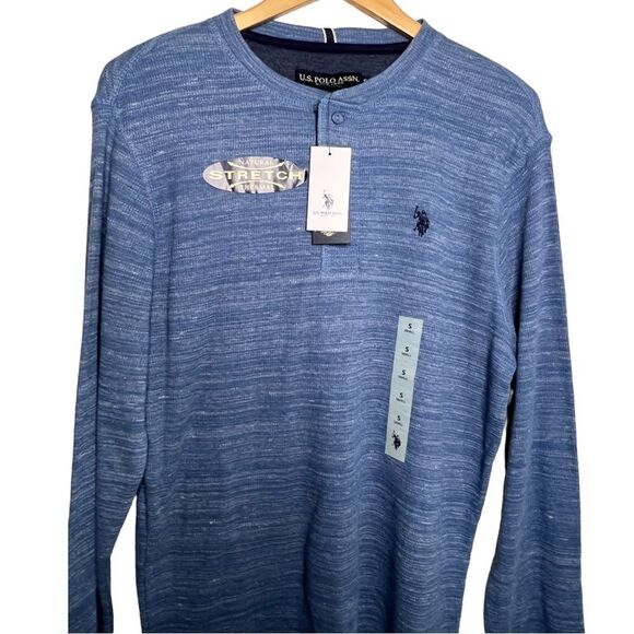 U.S. POLO ASSN SPACE DYE THERMAL HENLEY Sz S Men’s Blue NWT🏷 - Picture 6 of 14